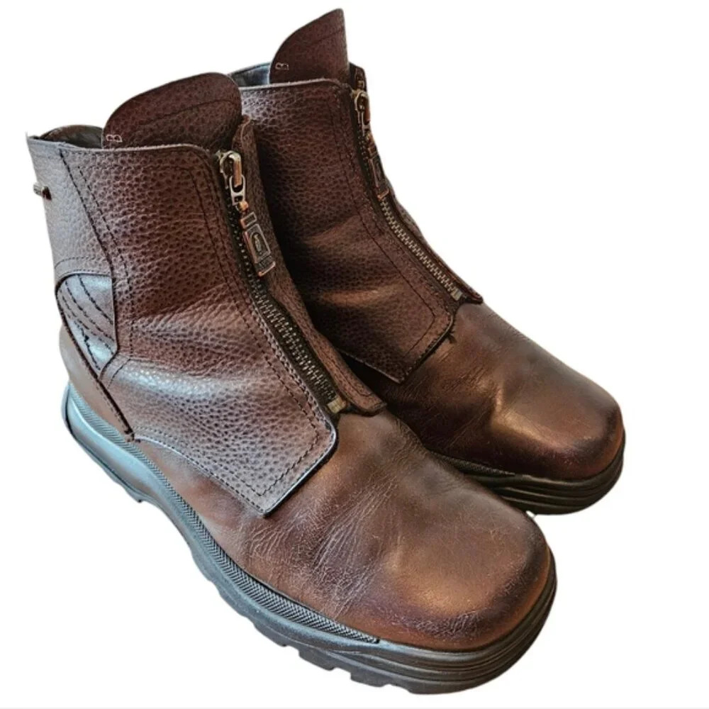 Anfibio Leather Boho Fall Winter Women's Ankle Boots Brown Sz 37. - Picture 5 of 15